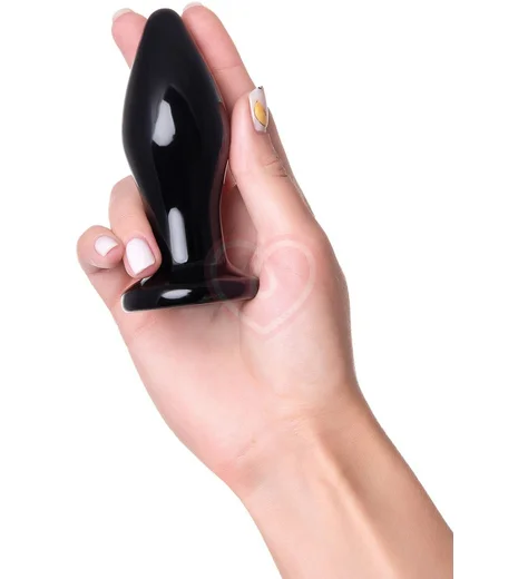 Стеклянная анальная пробка с вибрацией Sexus Glass чёрная фото 3