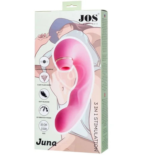 Вибратор с вакуумной стимуляцией клитора Jos Juna розовый фото 4