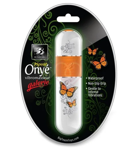 Мини-вибратор Onye белый с бабочками фото 2