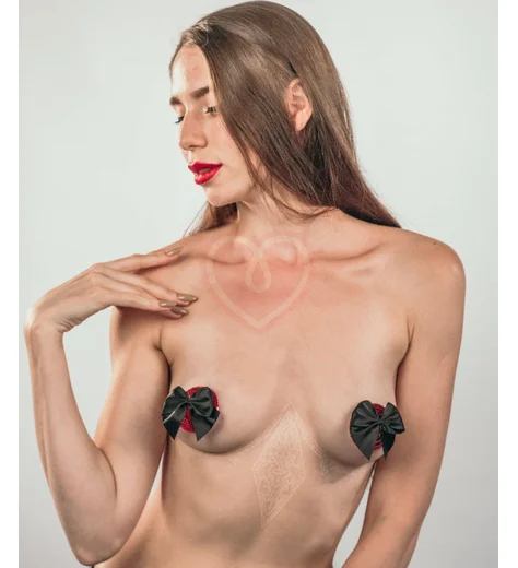 Пэстисы Burlesque Blaze круги с бантиками чёрные с красным фото 2
