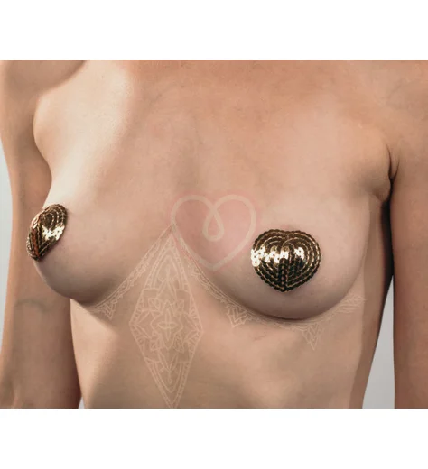 Пэстисы Burlesque Rand сердечки из пайеток золотые фото 2