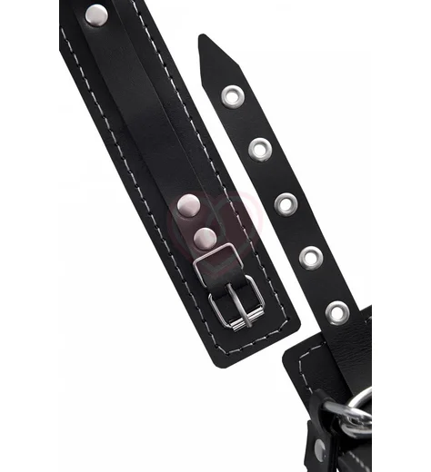 Двухслойный ошейник с поводком Pecado BDSM черный фото 8