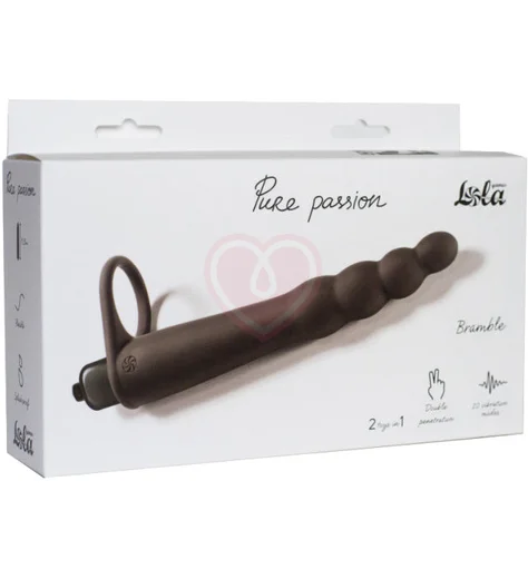 Вибронасадка для двойного проникновения Pure Passion Bramble 16 см чёрная фото 2