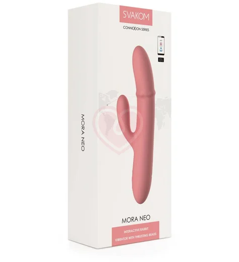 Вибратор с кольцом из бусин Svakom Mora Neo с приложением персиковый фото 3