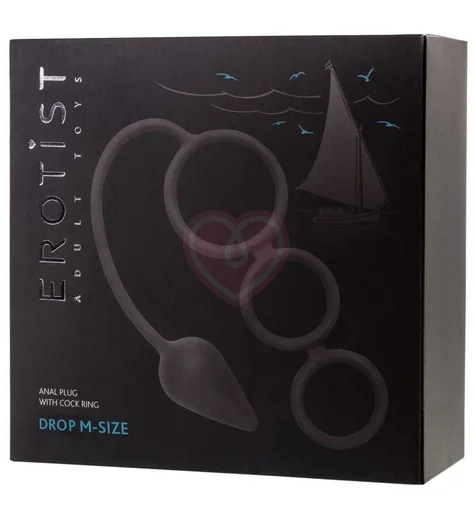 Анальная пробка с тремя эрекционными кольцами Erotist Drop чёрная фото 4