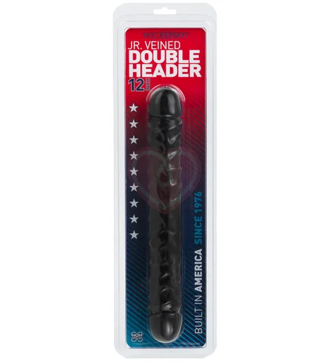 Двухсторонний фаллоимитатор Jr. Veined Double Header Bender 30 см чёрный фото 2