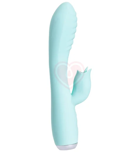 Вибратор с клиторальным стимулятором и язычком Jos Milo бирюзовый фото 7