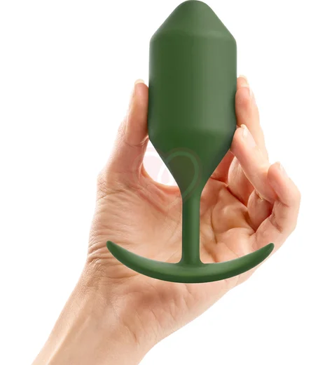 Утяжелённая анальная пробка для ношения b-Vibe Snug Plug 4 большая хаки фото 2