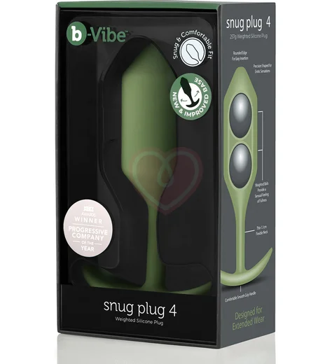 Утяжелённая анальная пробка для ношения b-Vibe Snug Plug 4 большая хаки фото 6