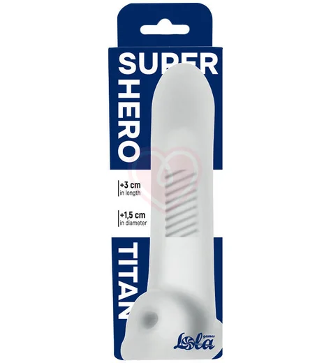 Насадка-удлинитель с отверстием для мошонки Lola Games Super Hero Titan белая фото 8