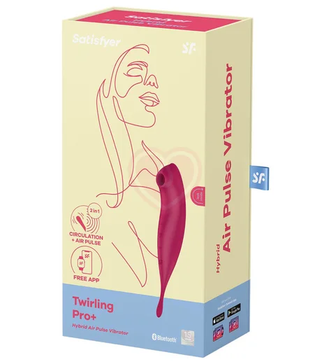 Двухсторонний вакуумный вибростимулятор Twirling Pro+ с приложением бордовый фото 5