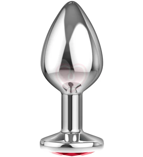 Анальная пробка с красным кристаллом Diamond Red Sparkle Large серебро фото 2