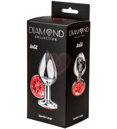 Анальная пробка с красным кристаллом Diamond Red Sparkle Large серебро фото 4