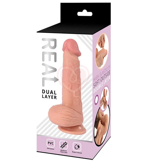 Реалистичный фаллоимитатор Real Dual Layer 20 см фото 2