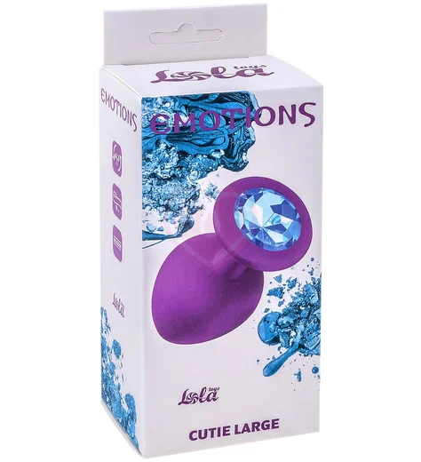Большая анальная пробка Emotions Cutie Large фиолетовая с голубым кристаллом фото 3