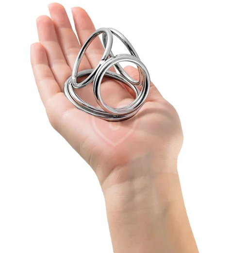 Стальной бондаж для члена с 6 кольцами Toyfa Metal серебристый фото 3