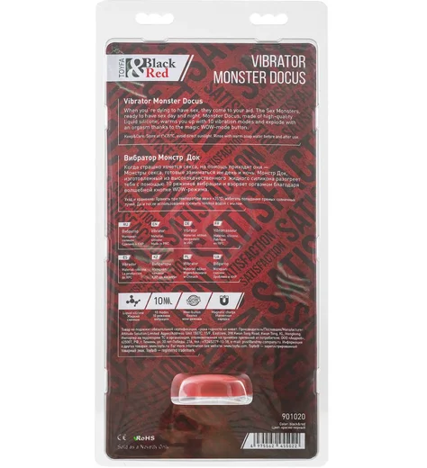 Вибратор на присоске Toyfa Black&Red Monster Docus чёрно-красный фото 9