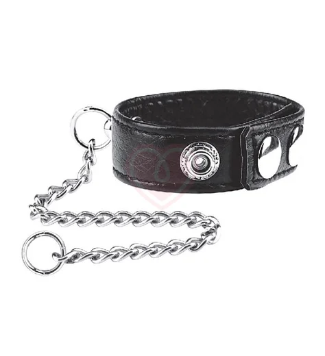 Кольцо на пенис с металлическим поводком Snap Cock Ring with Leash фото 2