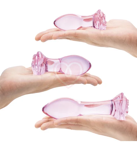 Набор стеклянных анальных пробок с розочками Glas Rosebud Butt Plug Set фото 2