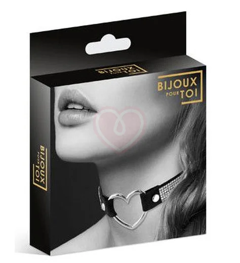 Чокер с сердцем и стразами Bijoux Pour Toi чёрный фото 2