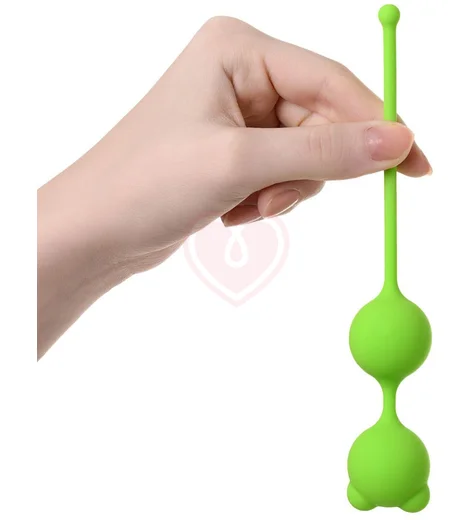 Двойные вагинальные шарики с хвостиком A-Toys by Toyfa Meeko зелёные фото 2