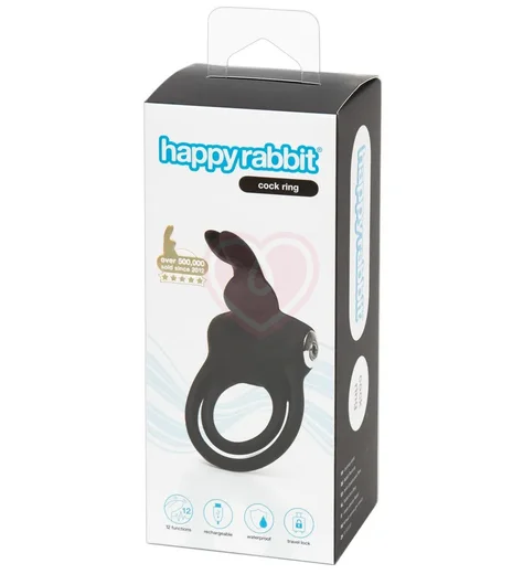 Двойное эрекционное виброкольцо Happy Rabbit Cock Ring чёрное фото 5