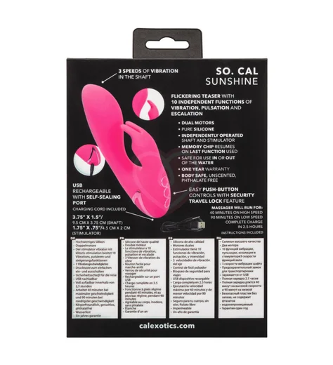 Вибратор со стимулятором клитора So. Cal Sunshine розовый фото 8