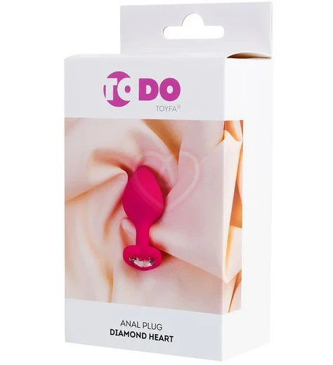 Анальная розовая пробка ToDo by Toyfa Diamond Heart S с кристаллом сердечком фото 3