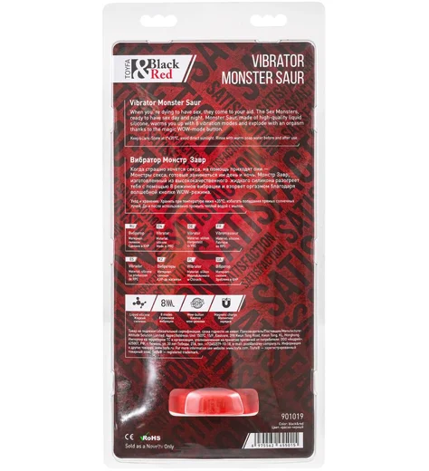 Вибратор на присоске Toyfa Black&Red Monster Saur чёрно-красный фото 8