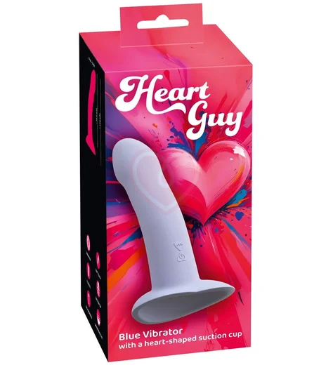 Вибратор с присоской в виде сердца Heart Guy голубой фото 9