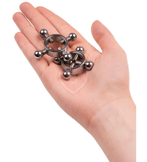 Винтовые зажимы для сосков ToyFa Metal серебро фото 2