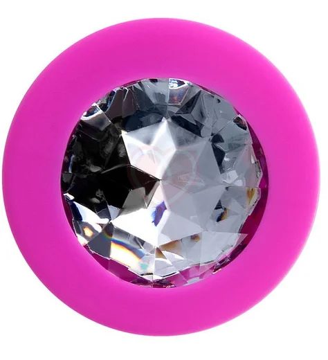 Анальная пробка с белым кристаллом ToDo Brilliant средняя розовая фото 2