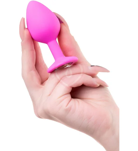 Анальная пробка с белым кристаллом ToDo Brilliant средняя розовая фото 3