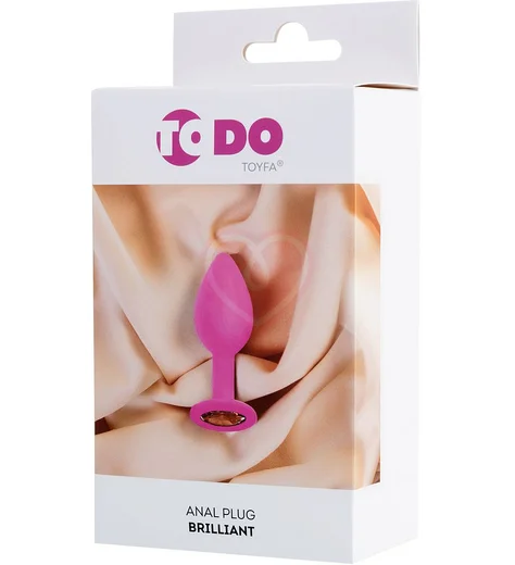Анальная пробка с белым кристаллом ToDo Brilliant средняя розовая фото 4