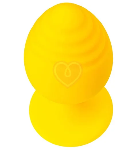 Анальная пробка с рельефом на головке ToDo Riffle малая жёлтая фото 2