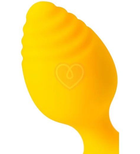 Анальная пробка с рельефом на головке ToDo Riffle малая жёлтая фото 3