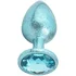 Алюминиевая анальная пробка Kanikule Large с гранёным кристаллом голубая фото 4