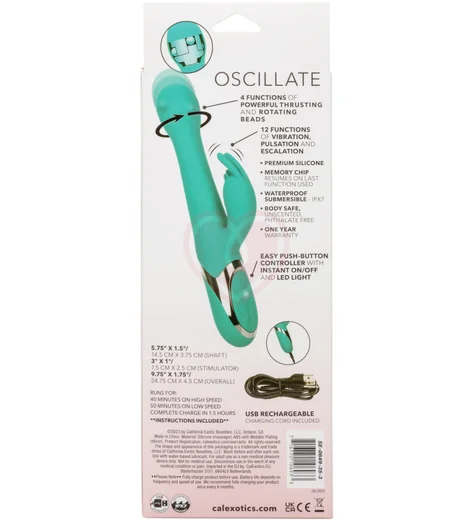 Вибратор-кролик Enchanted Oscillate с вращением голубой фото 6