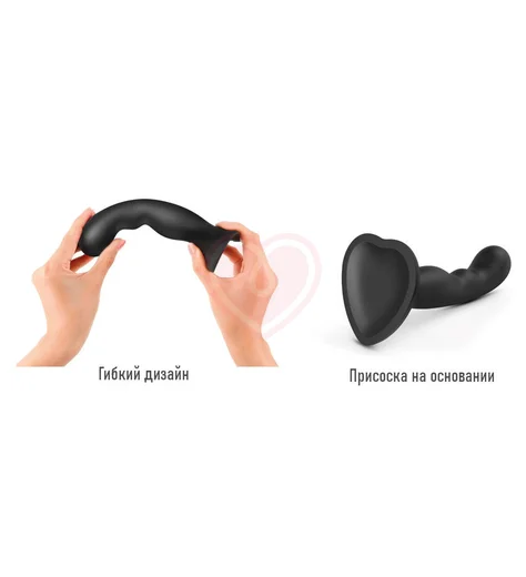 Фаллоимитатор с изгибом Strap-On-Me Dildo Plug P&G размер XXL 18,5 см чёрный фото 2