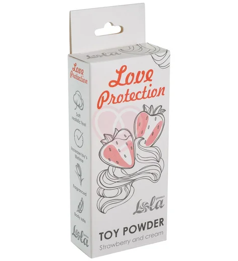 Пудра для игрушек ароматизированная Love Protection Клубника со сливками 15 г фото 2