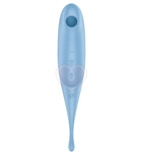Двухсторонний вакуумный вибростимулятор Satisfyer Twirling Pro голубой фото 2