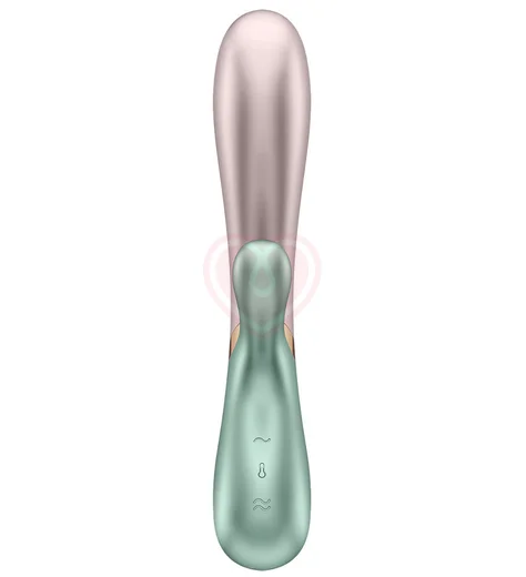 Вибратор с клиторальным стимулятором, подогревом и приложением Satisfyer Hot Lover розово-зелёный фото 3