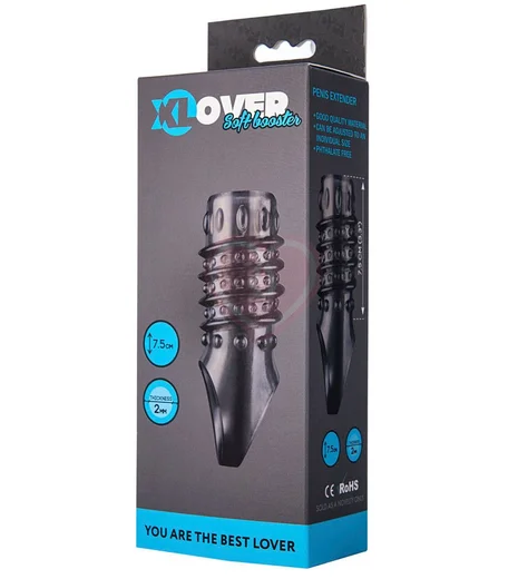 Насадка с кольцом для мошонки ToyFa Xlover 7 см чёрная фото 3