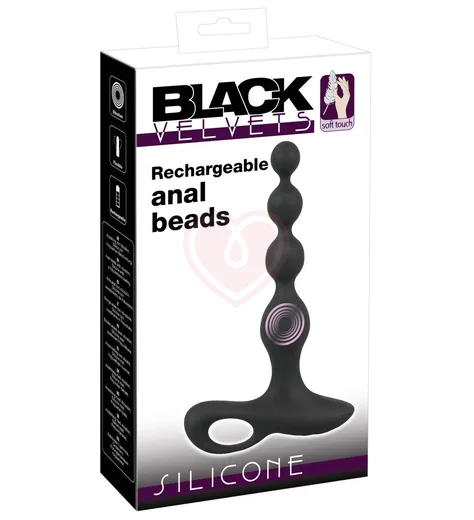 Анальные бусы с вибрацией Black Velvets фото 7