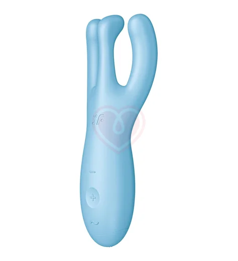 Вибростимулятор Satisfyer Threesome 4 с тремя кончиками и приложением голубой фото 4
