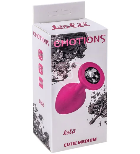 Средняя анальная пробка Emotions Cutie Medium розовая с черным кристаллом фото 2