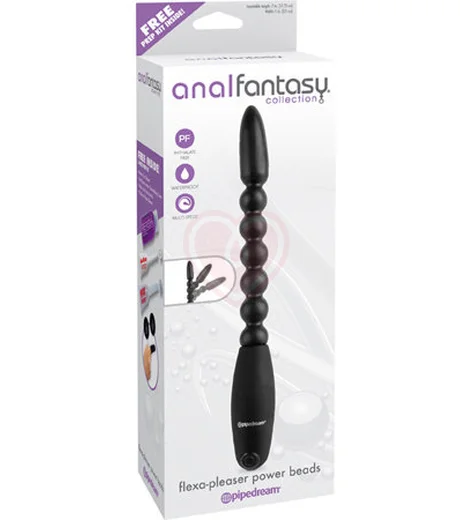 Гибкая анальная цепочка с вибрацией Pipedream Flexa-Pleaser Power Beads чёрная фото 2