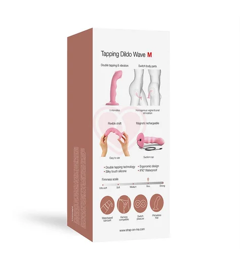 Вибратор с пульсирующей головкой Strap-On-Me Tapping Dildo Wave M розовый фото 14
