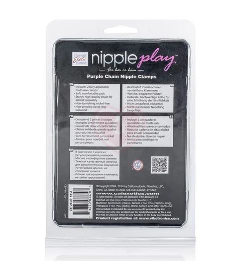 Зажимы на соски с цепочкой Nipple Play Purple Chain фото 5