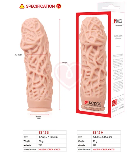 Стимулирующая насадка с рельефными складочками Kokos Extreme Sleeve ES-12-S фото 2